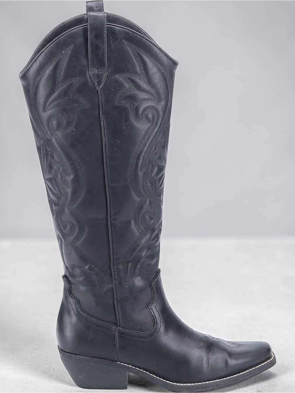 wild fable Black Embroidered Western Knee-High Boot Preloved Size 10